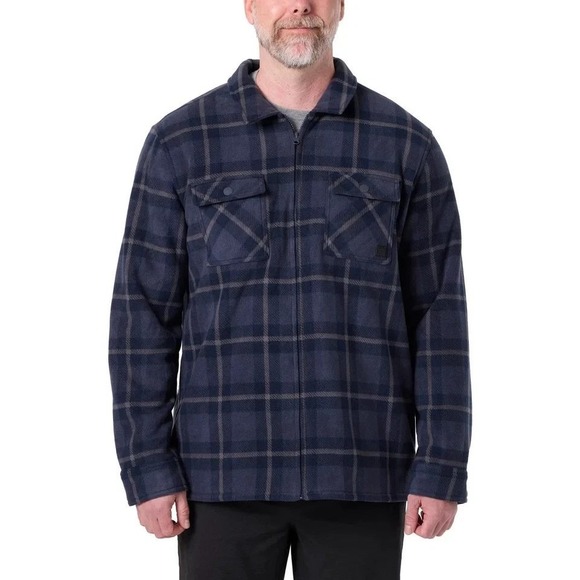 NEW Voyager Men's XL Plaid Fleece Lined Sherpa Zip Up Shirt Jacket - Picture 1 of 9